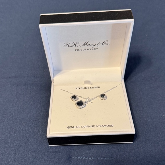 Macy's Sterling Silver Necklace with Sapphire and Diamond